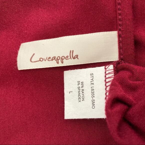 Burgundy knit midi dress tie front size large stretch knit jersey by Loveappella - Picture 6 of 7